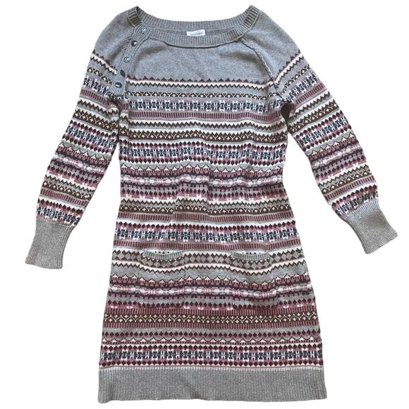 SUNDANCE Elise Fair Isle Sweater Dress Women’s X-Small Multicolored Long Sleeve - Picture 2 of 13